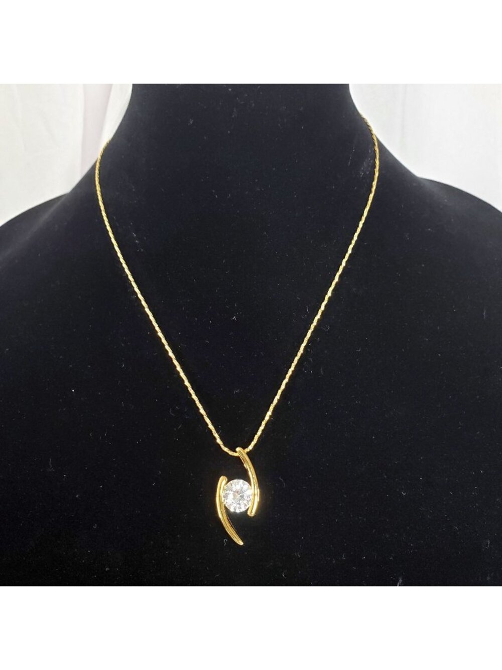 Lia Sophia Gold Tone Cubic Zirconia CZ Solitaire 18" Necklace